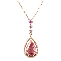 限定１本 K18PG 鑑別書付 パパラチアサファイア ピンクサファイア ペンダントトップ 誕生石9月