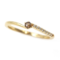 ����1�{ K18YG 0.05ct ���[�Y�J�b�g�u���E���_�C�������h 0.05ct �_�C�������h �����O 13�� �T�C�Y�ύX����܂� �a����4��