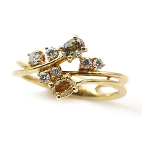 ����P�{ K18YG 0.68ct �}���`�J���[�_�C�������h �����O 13�� �T�C�Y�ύX����܂� �a����4��